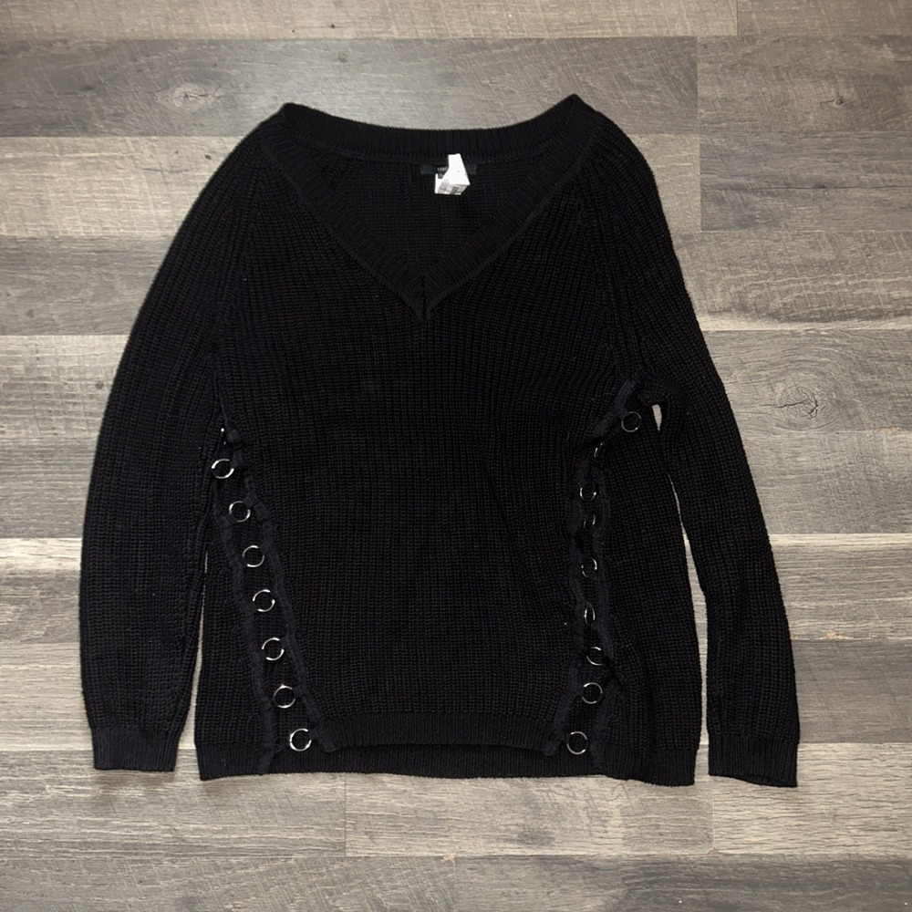 Forever 21 Ribbed  Sweater Long Sleeve Black Size Small‎ 100% Cotton